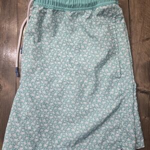 Mens Southern Tide Teal Turtle Patterned Swim Trunks Size 2xl With Draw String